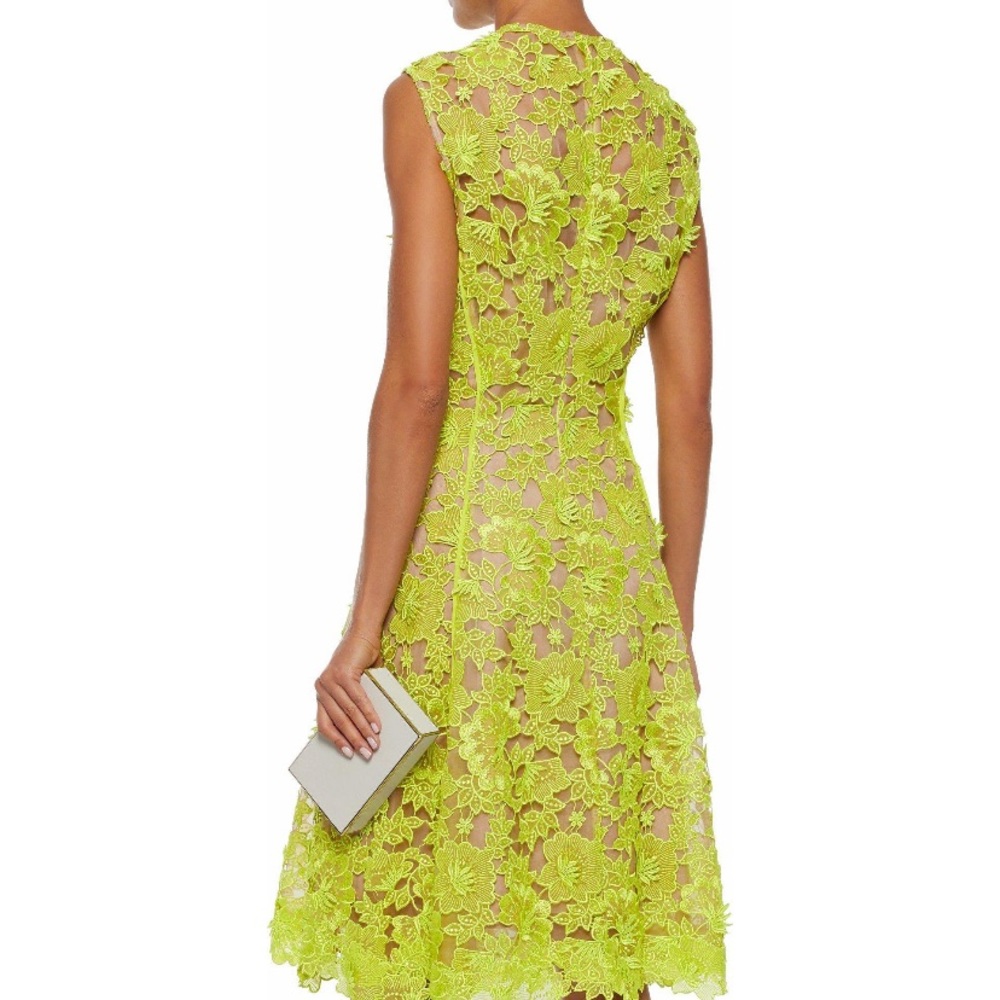 LELA ROSE**Guipure Lace Lime Dress**US 2 $1989 - Picture 7 of 14